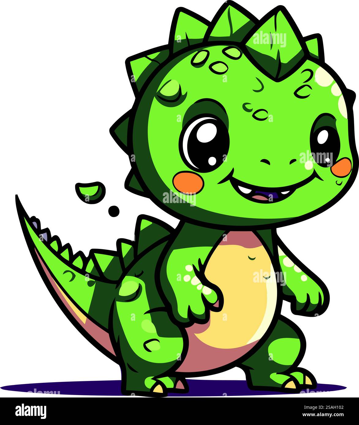 Cute cartoon dinosaur. Vector illustration isolated on a white ...