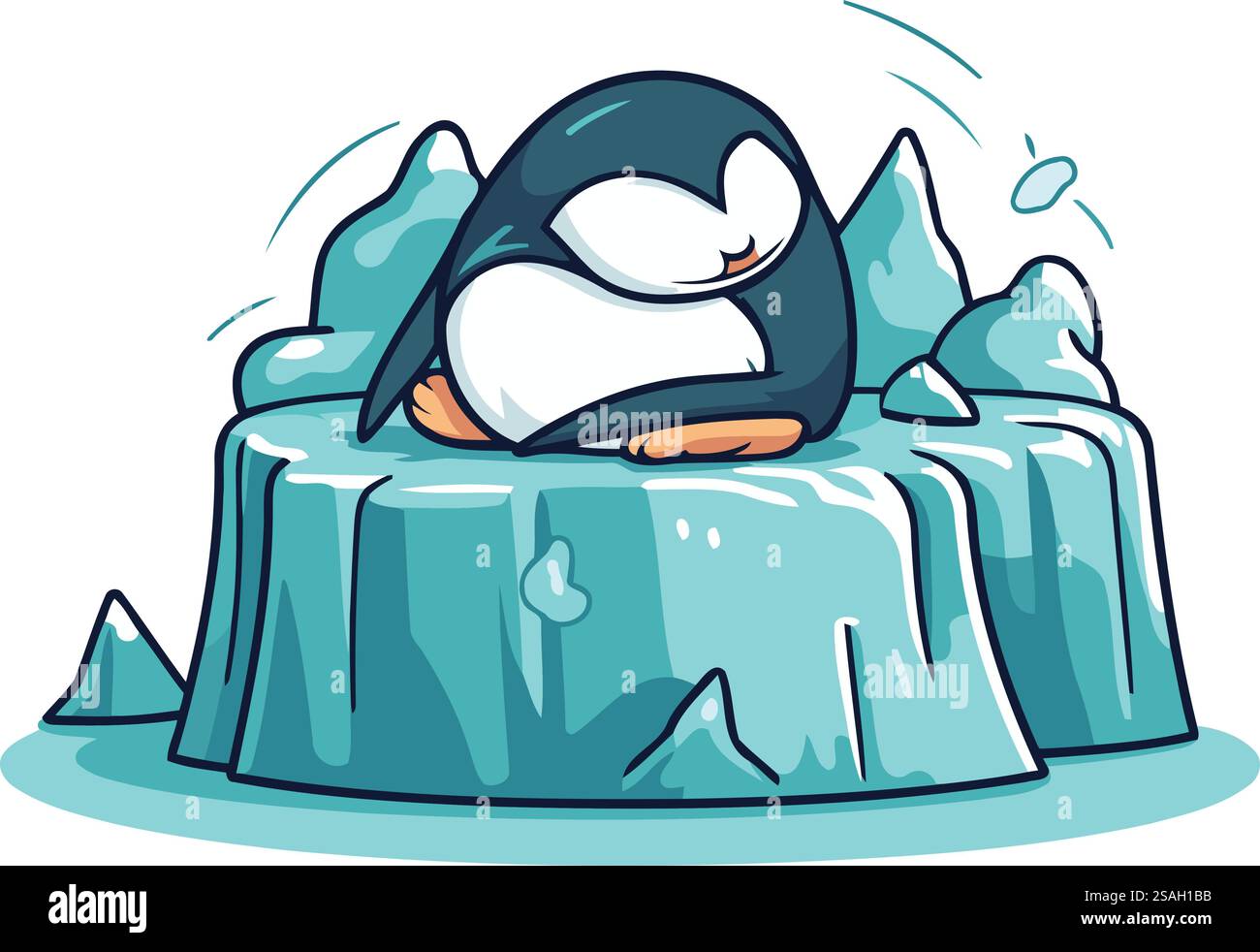 Cute cartoon penguin sleeping on a iceberg. Vector illustration Stock ...