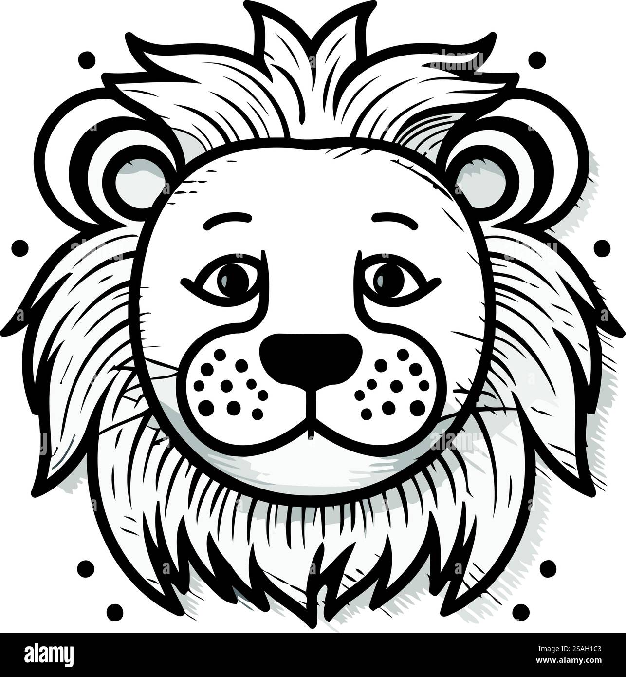 Lion head. Hand drawn vector illustration isolated on white background ...