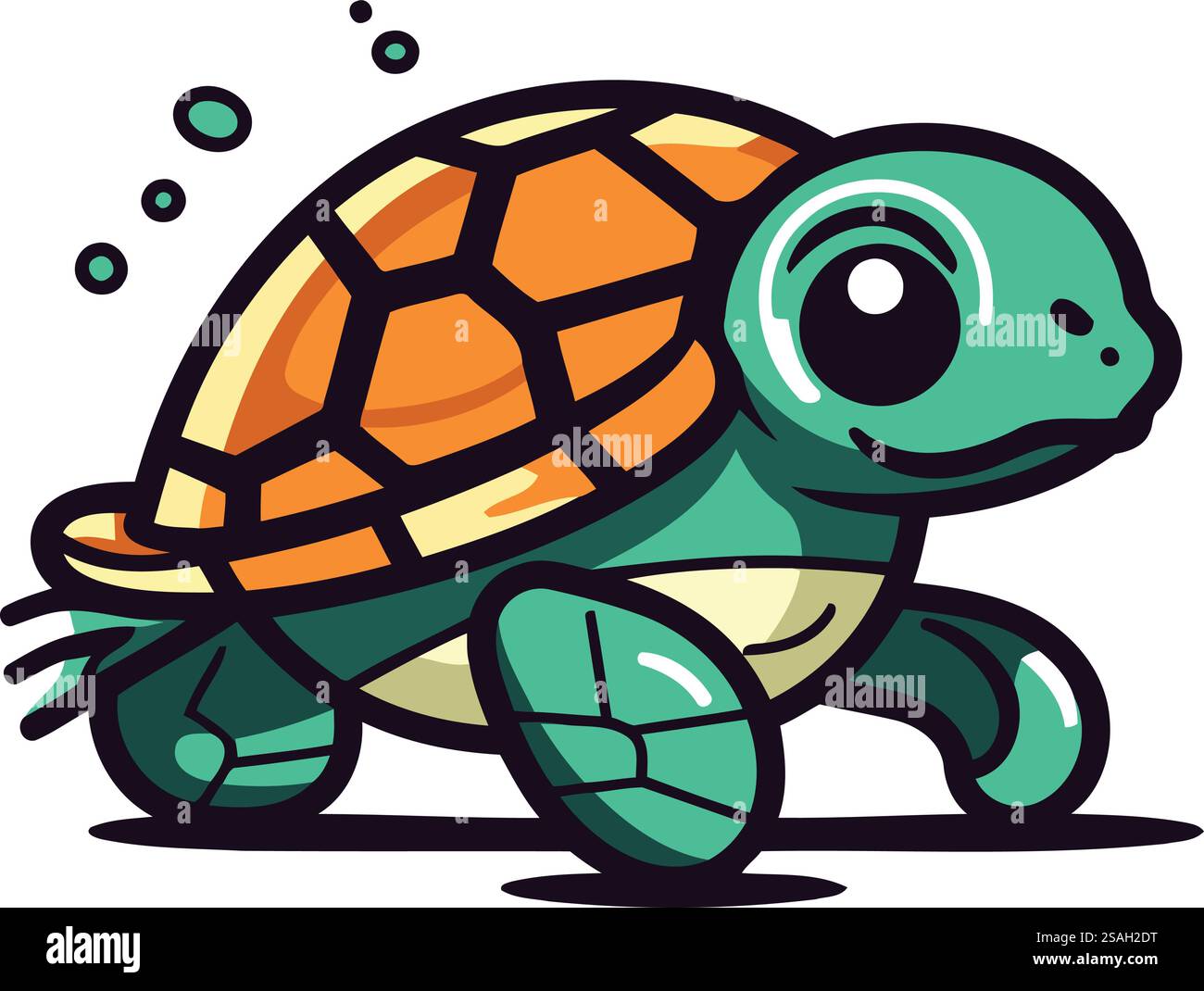 Cute cartoon sea turtle. Vector illustration isolated on white ...