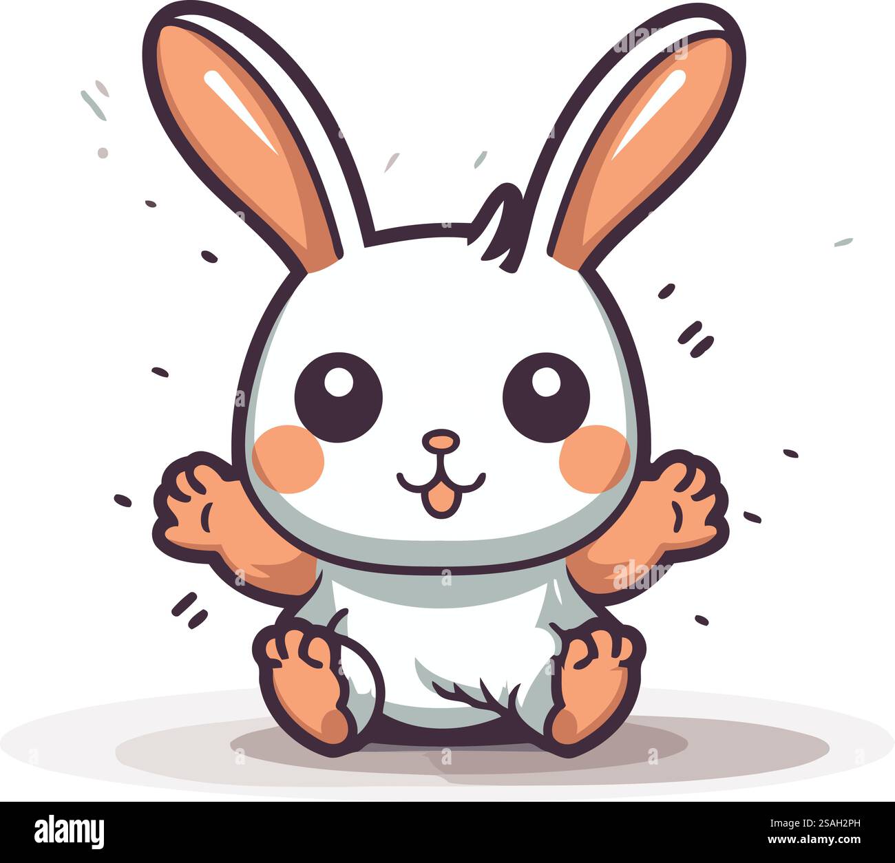 Cute rabbit cartoon character. Vector illustration of a cute bunny ...