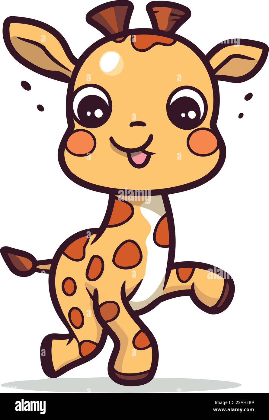 Cute cartoon giraffe. Vector illustration isolated on white background ...