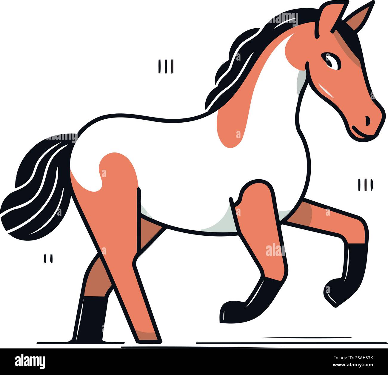 Running horse. Vector illustration in flat style. Isolated on white ...