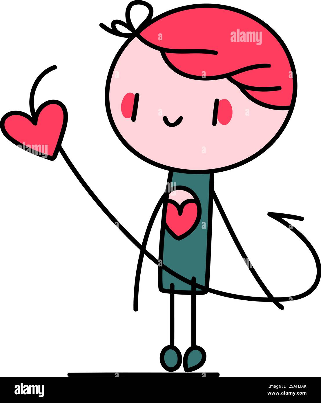 Valentines day. Cute cartoon man with heart. Vector illustration Stock ...