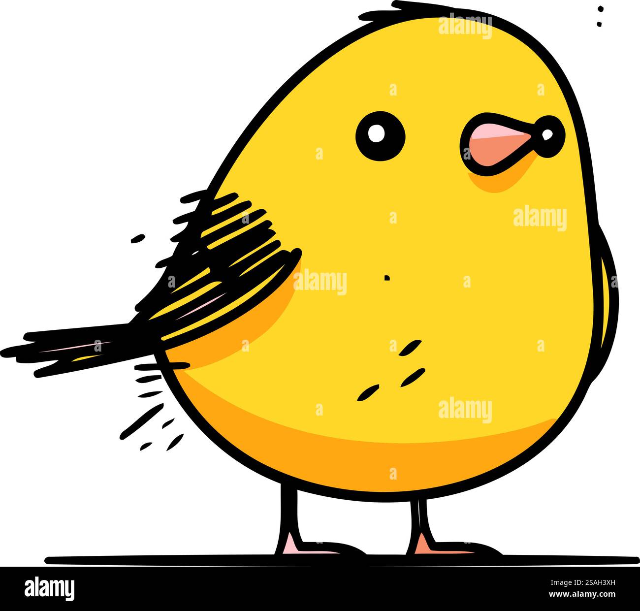 Cute little bird. Hand drawn vector illustration in cartoon style Stock ...