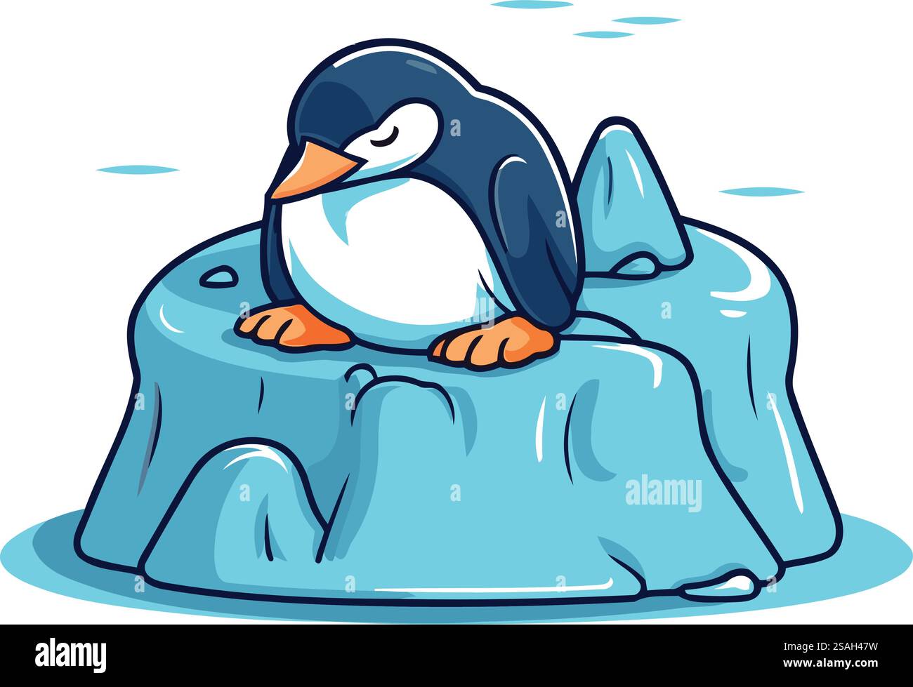 Penguin sitting on a ice floe. Vector illustration Stock Vector Image ...