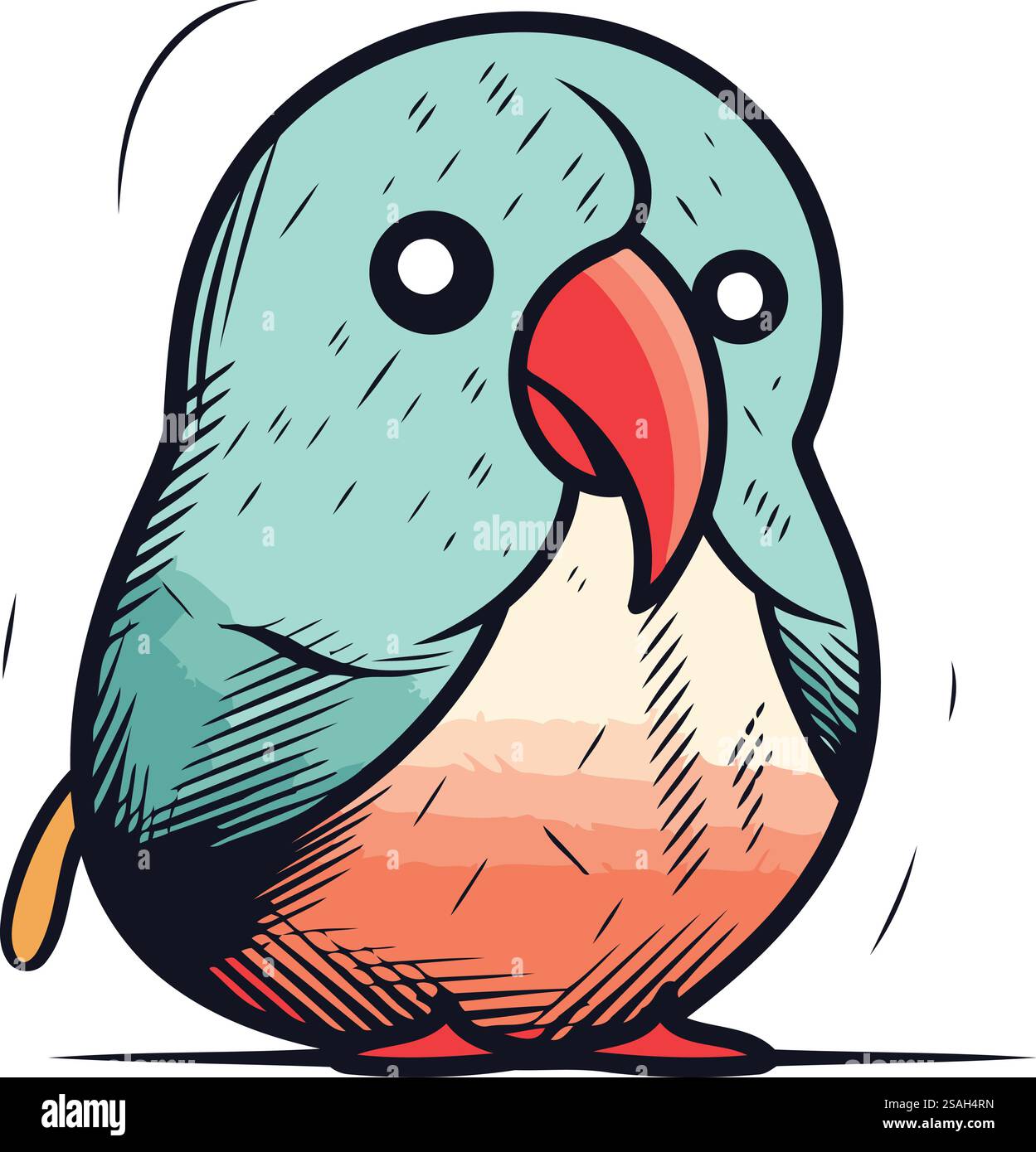 Hand drawn vector illustration of a cute cartoon parrot. Isolated on ...