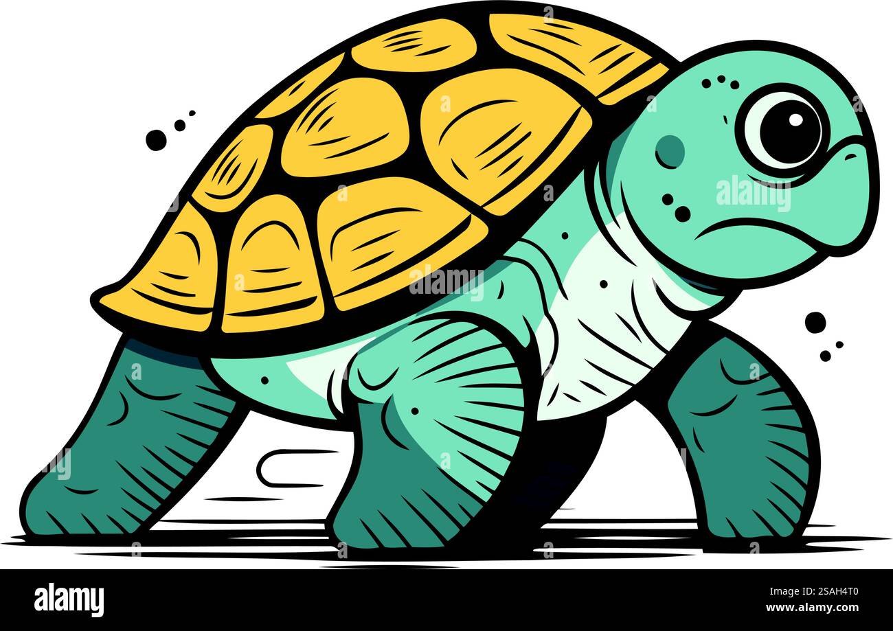 Turtle vector illustration. Cartoon style. Isolated on white background ...