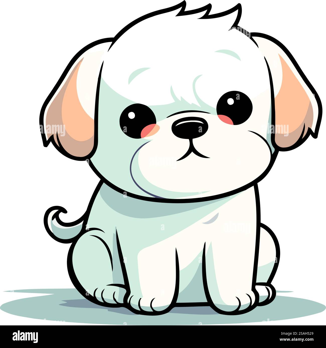 Illustration of a Cute White Puppy Sitting and Looking Up Stock Vector ...