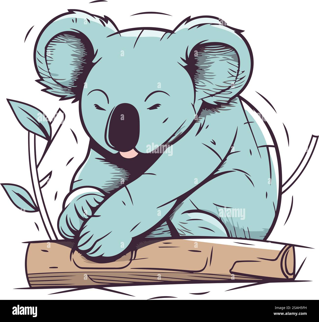Cute koala sitting on a log. vector cartoon illustration Stock Vector ...