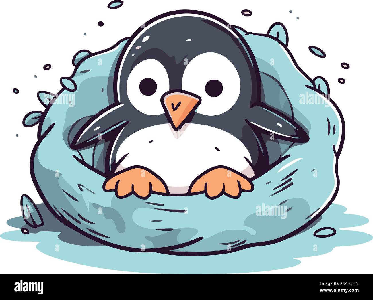 Cute penguin in the ice floe. Vector illustration Stock Vector Image ...