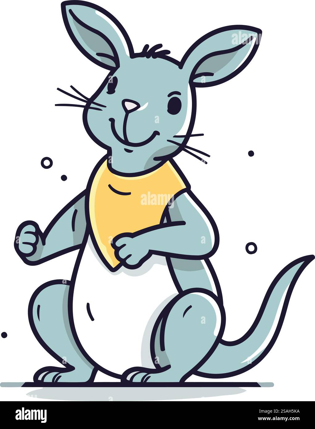 Funny kangaroo with a yellow t shirt. Vector illustration. Stock Vector