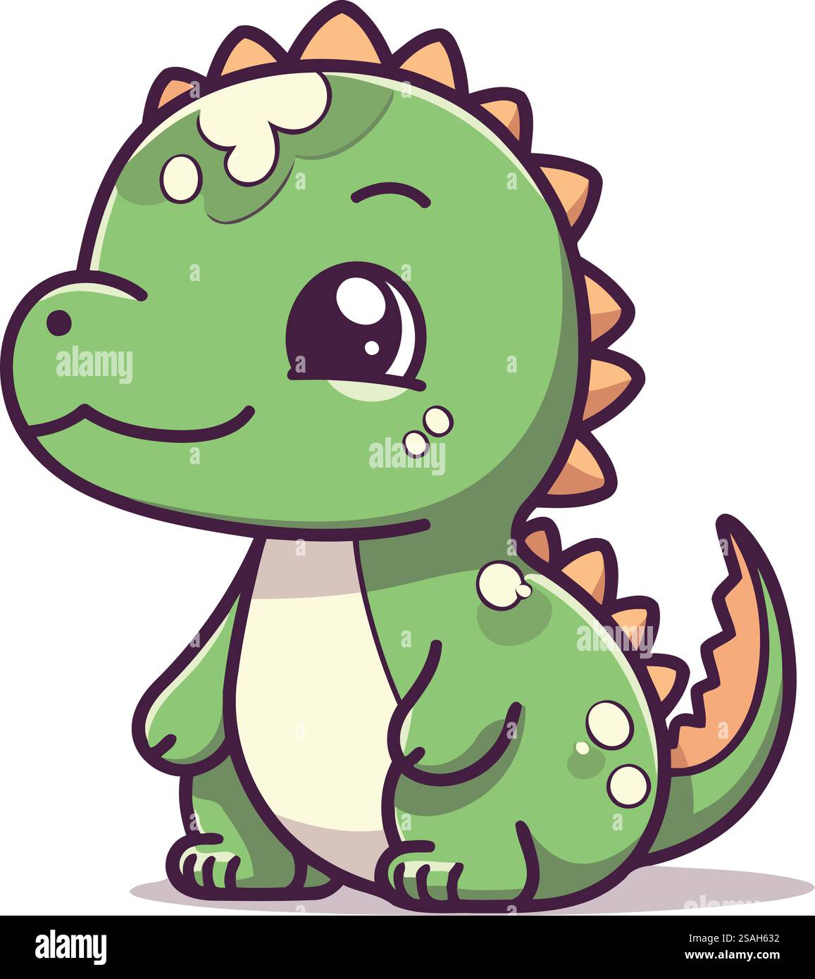 Cute cartoon dinosaur. Vector illustration on white background ...
