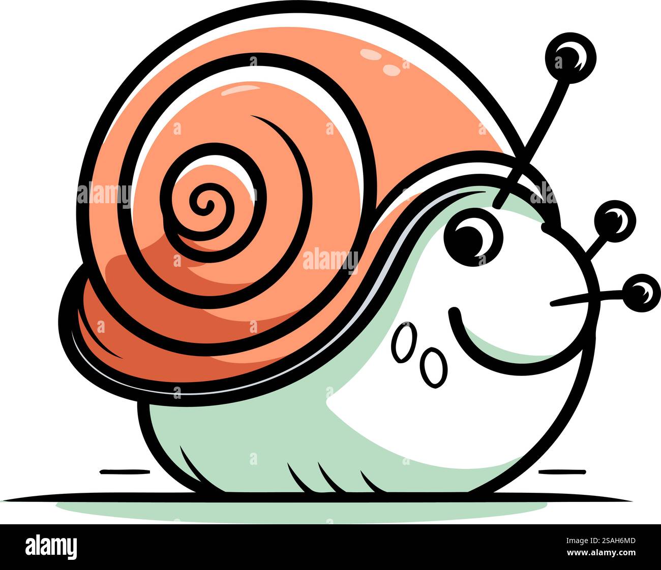 Cute cartoon snail. Vector illustration isolated on a white background ...