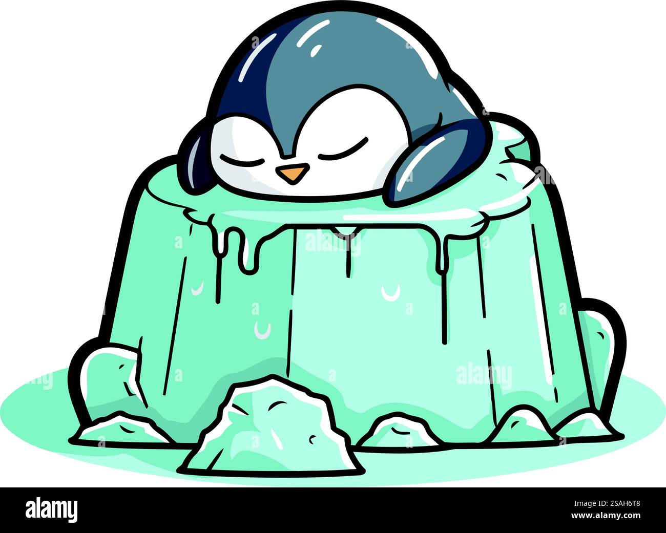 Cute penguin sleeping on an ice floe. Vector illustration Stock Vector ...
