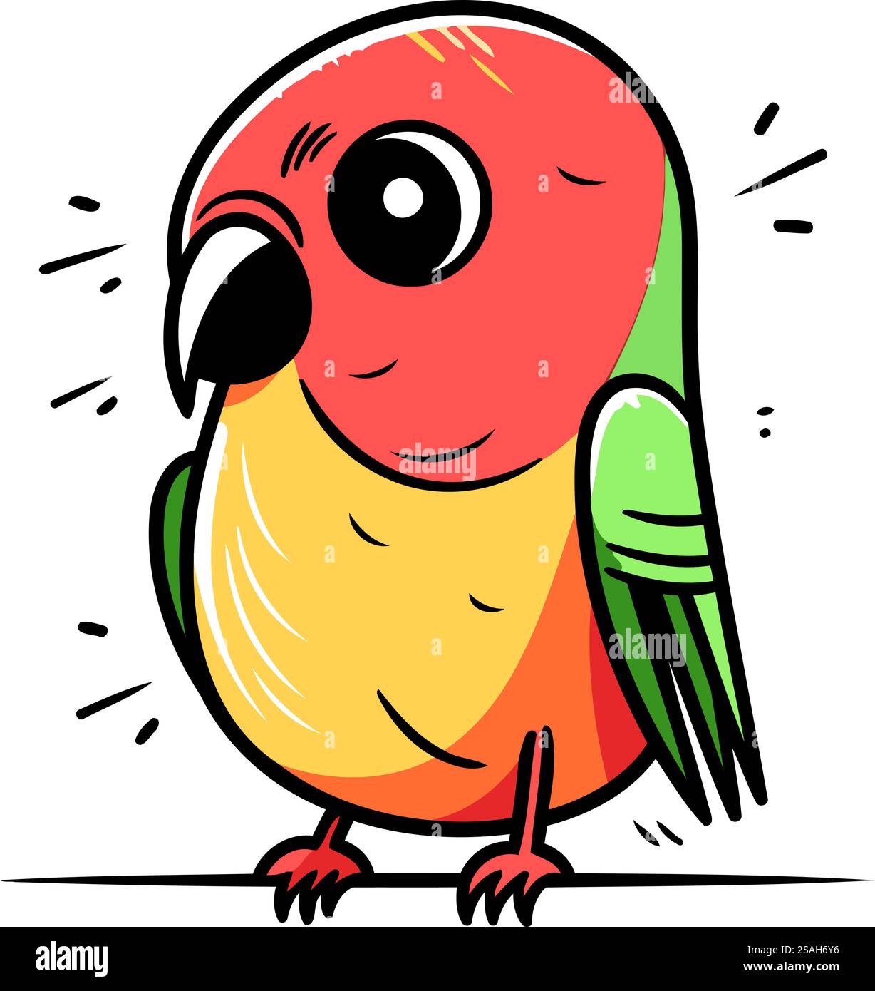 Cute parrot. Hand drawn vector illustration in cartoon style Stock ...