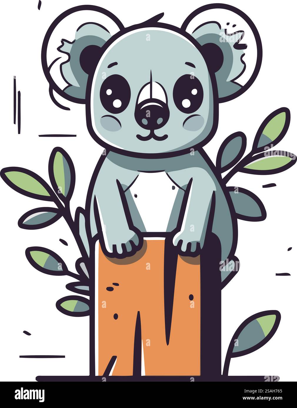 Cute koala with leaves. Vector illustration in cartoon style Stock ...