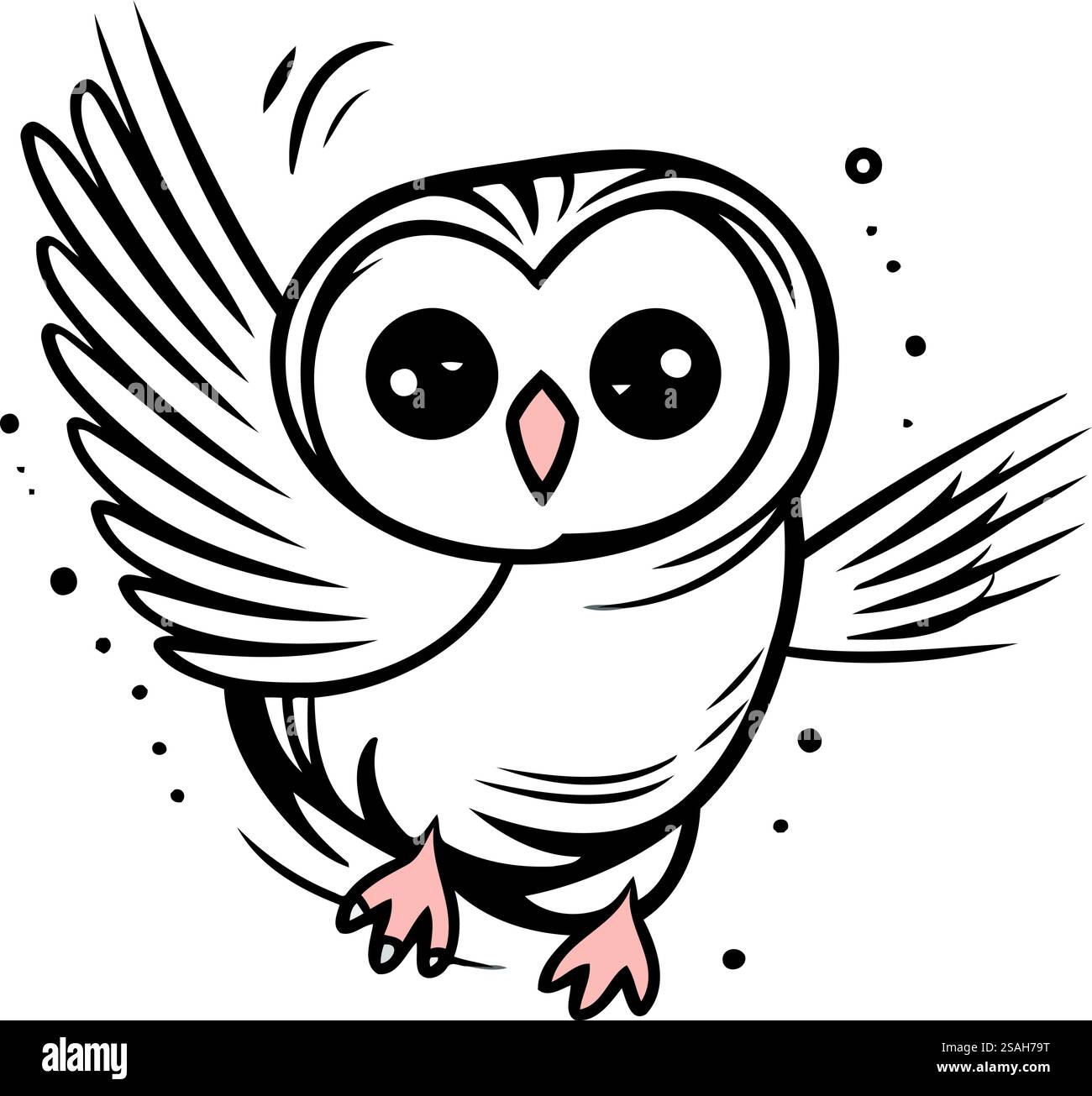 Owl with wings in doodle style. Vector illustration Stock Vector Image ...
