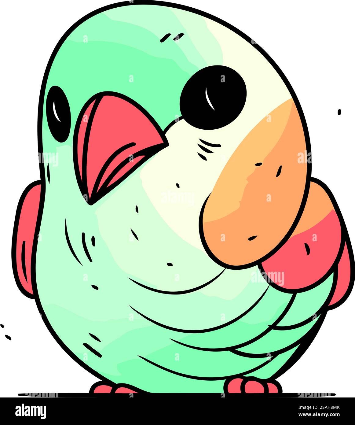 Vector illustration of cute cartoon parrot. Hand drawn doodle style ...