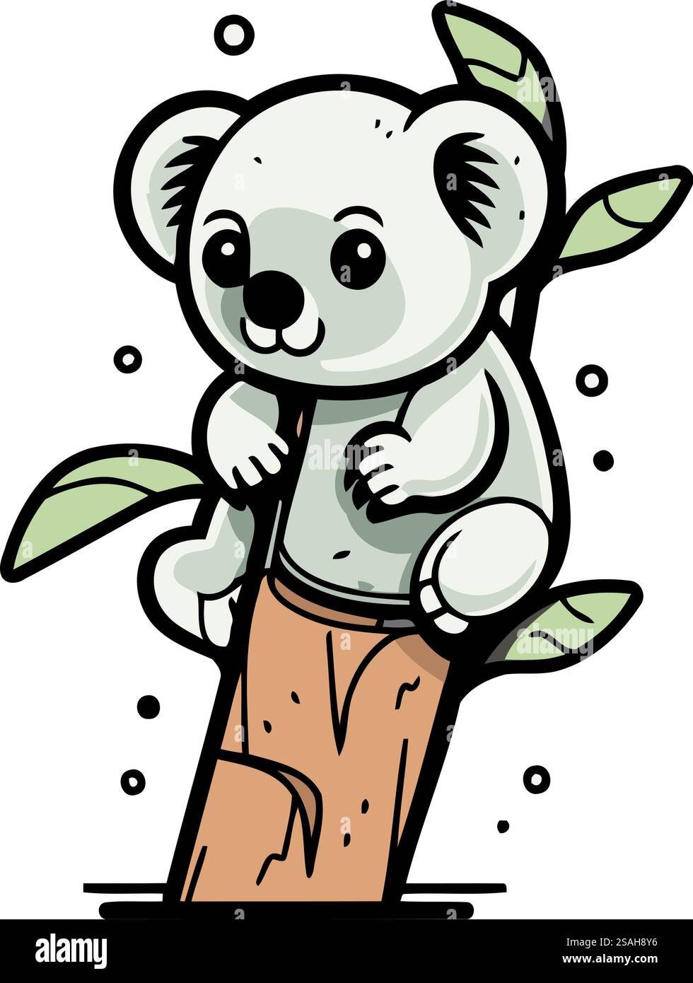 Cute koala sitting on a tree branch. Vector illustration Stock Vector ...