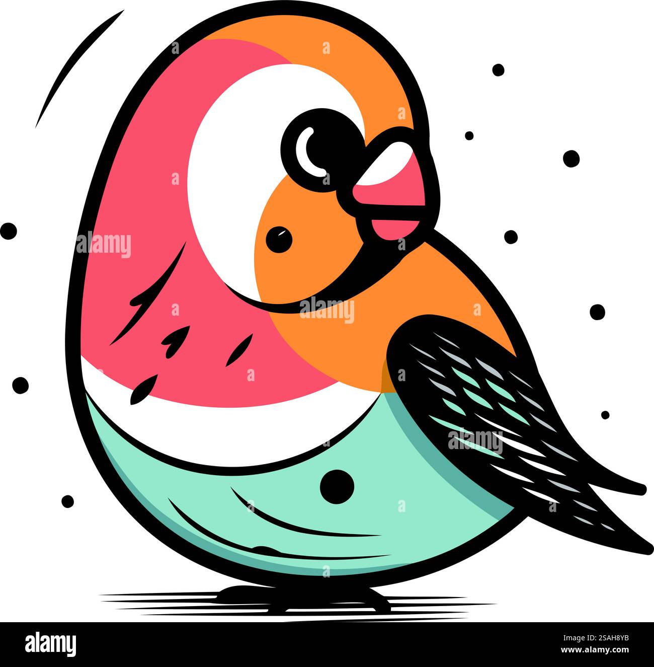 Vector illustration of cute little bird. Isolated on white background ...