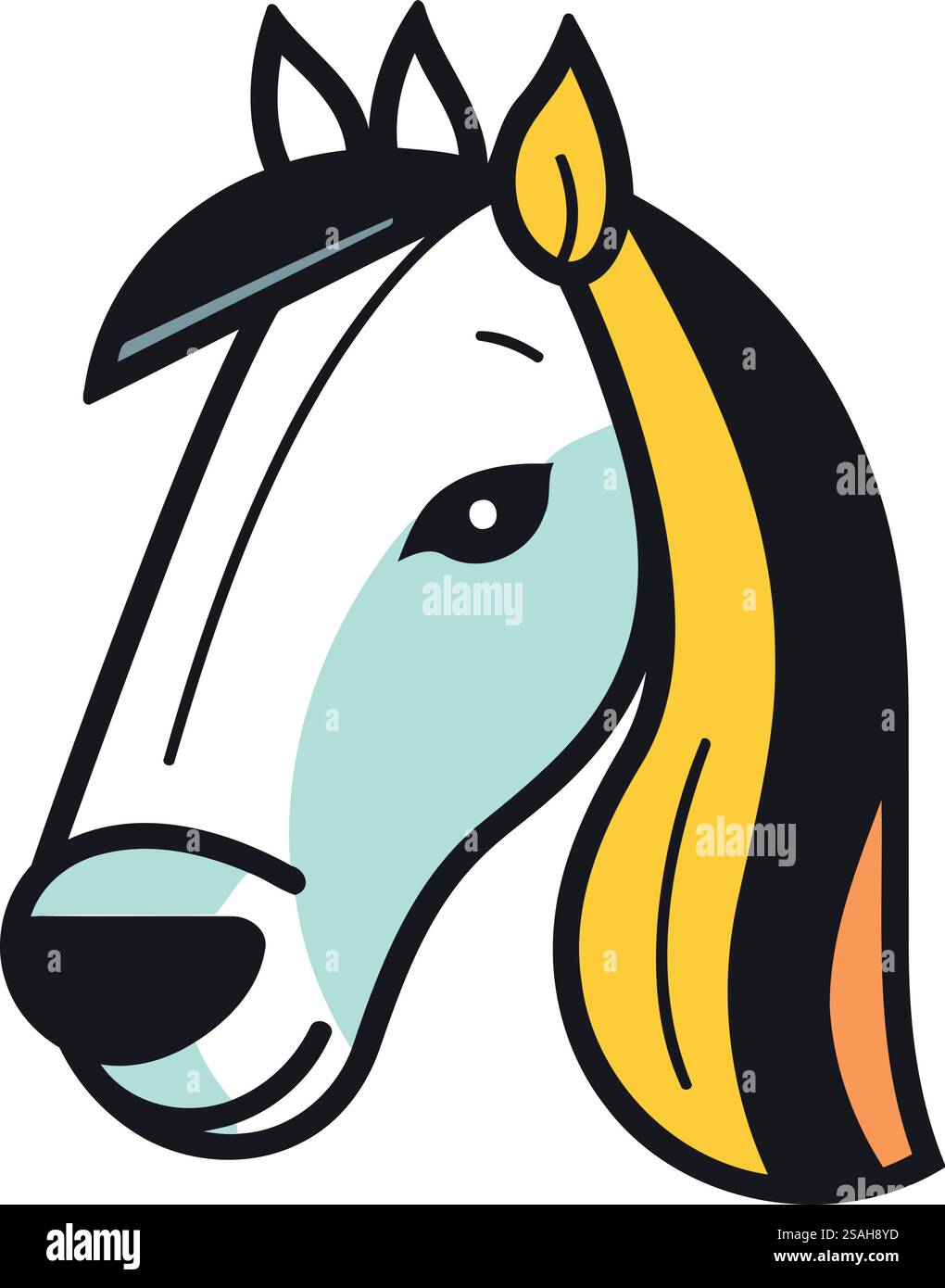 Horse head isolated on white background. Vector illustration in flat ...