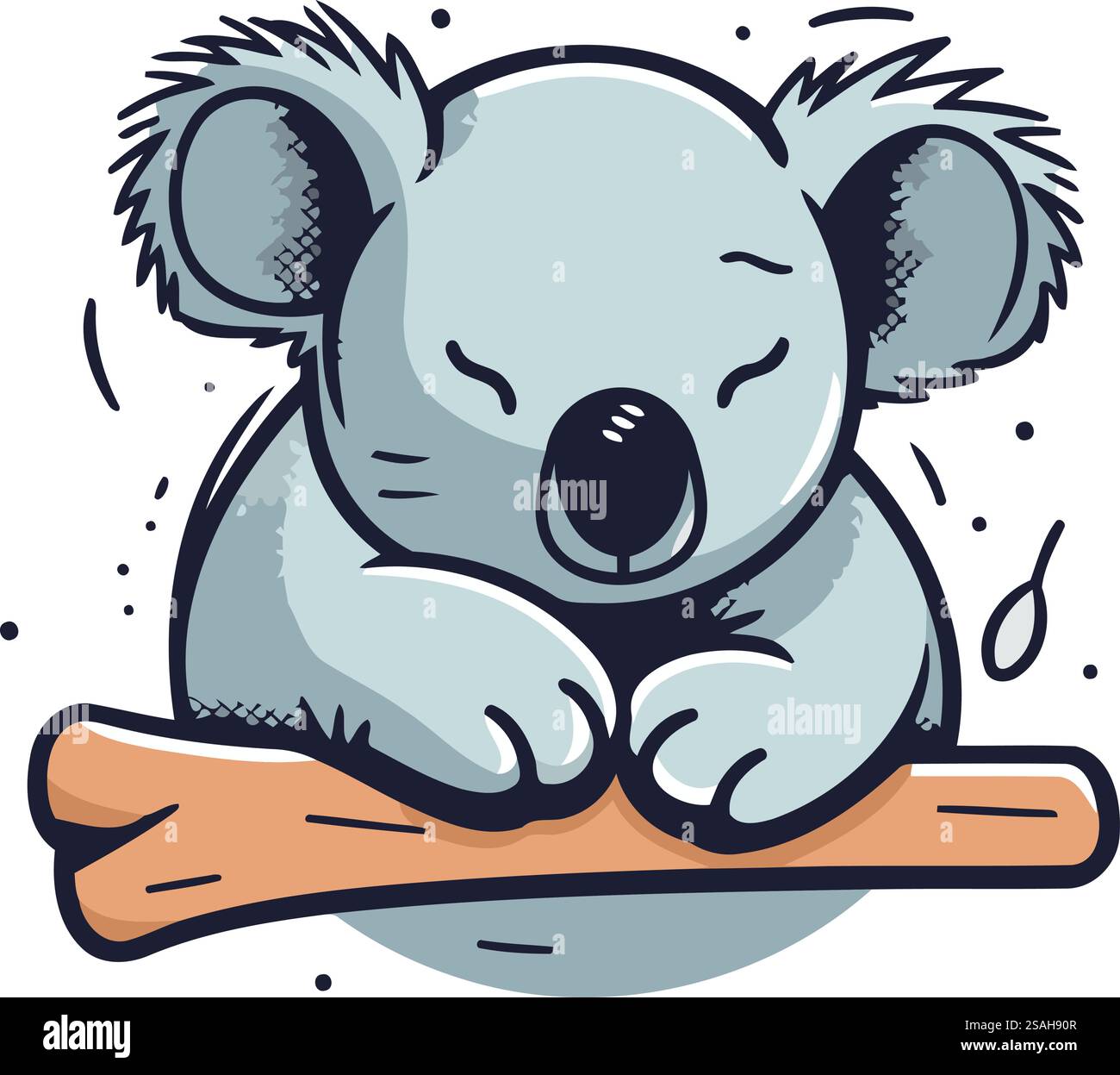 Cute koala sitting on a log. Vector cartoon illustration Stock Vector ...