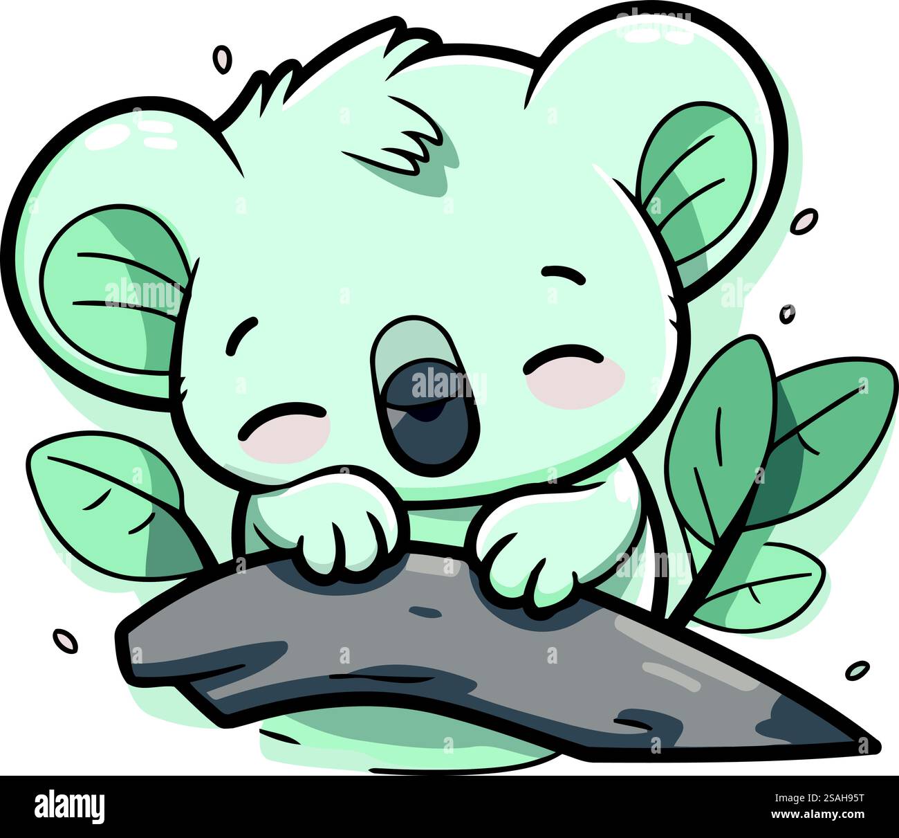 Cute cartoon koala on a tree branch. Vector illustration Stock Vector ...