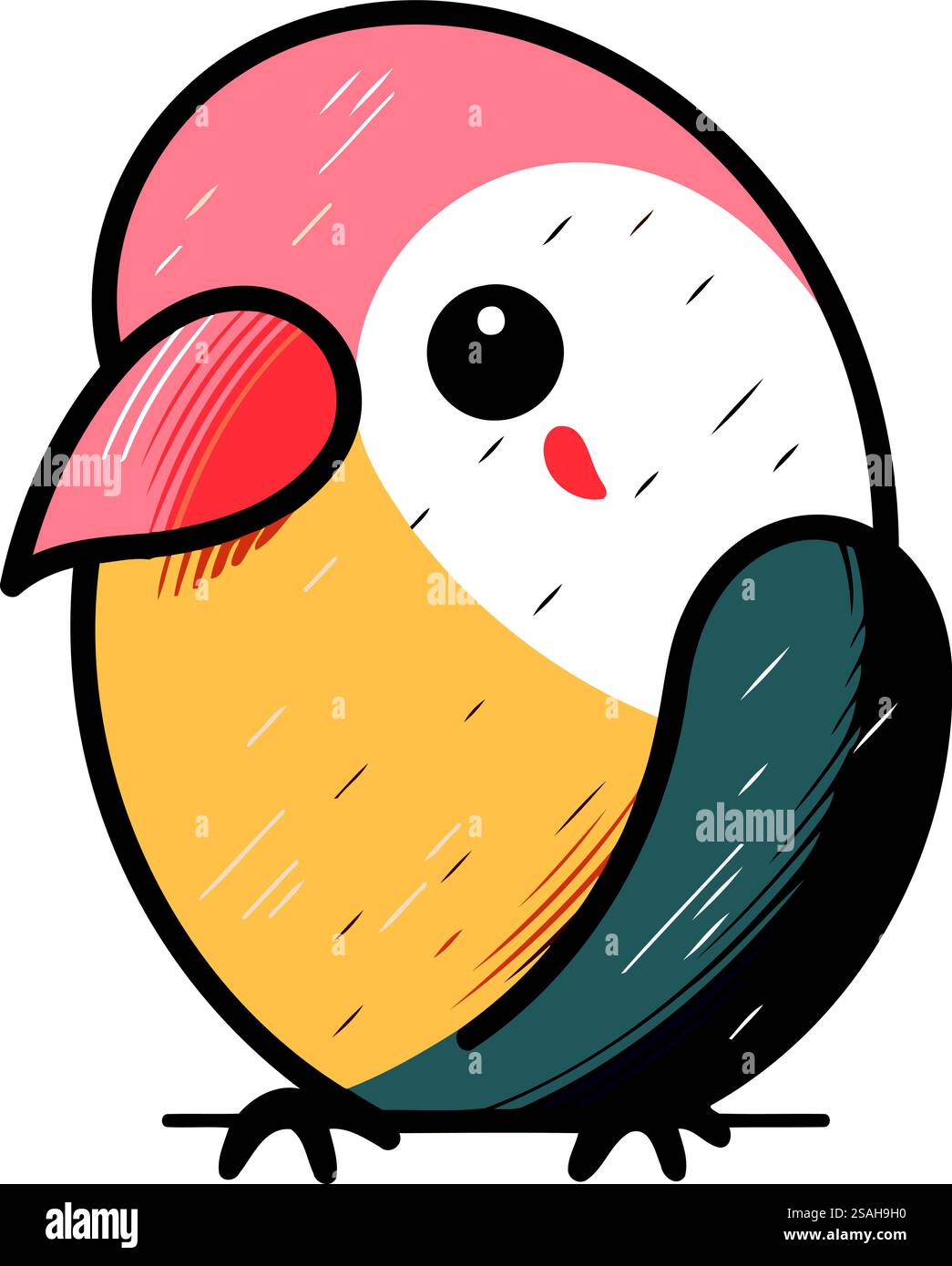 Cute little bird isolated on white background. Hand drawn vector ...