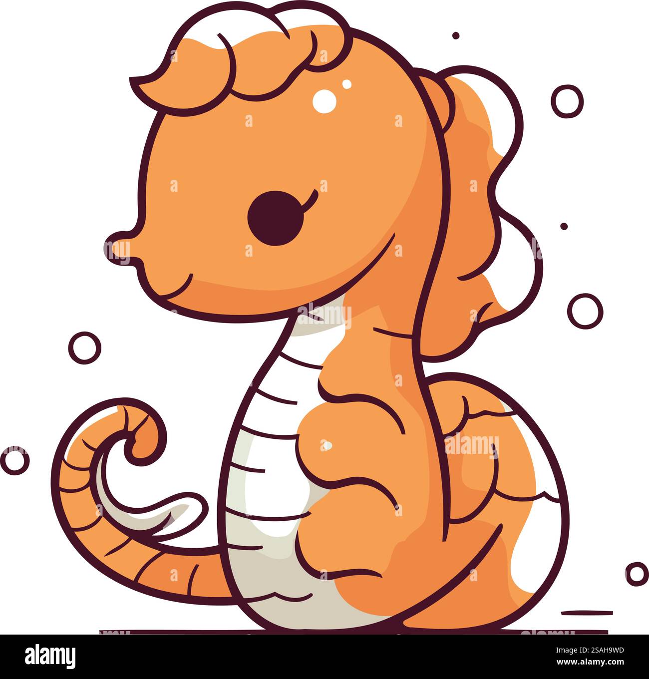 Cute cartoon sea horse. Vector illustration in a flat style Stock ...