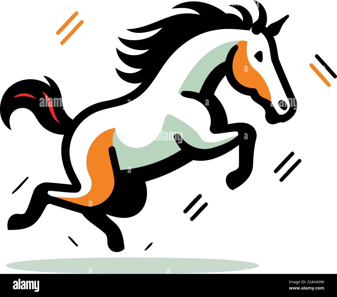 Running horse. Vector illustration. Isolated on a white background ...