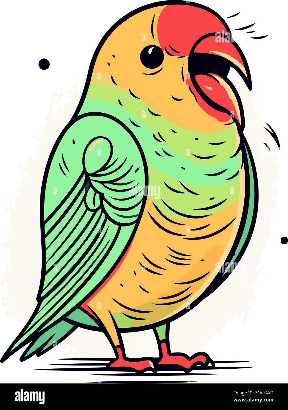 Vector illustration of cute parrot. Hand drawn cartoon parrot Stock ...