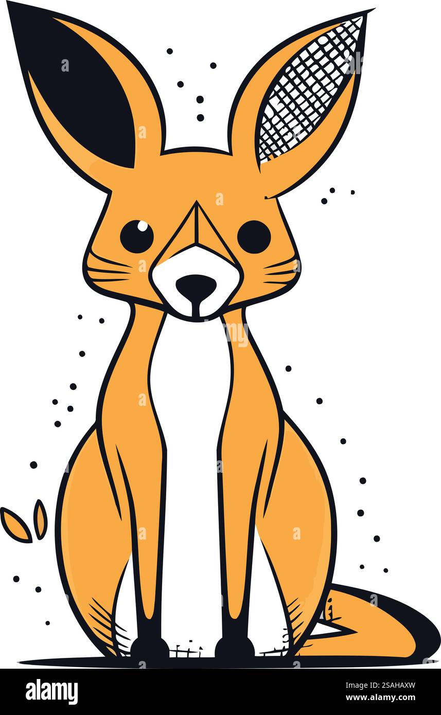 Cute fox with tennis racket. Vector illustration isolated on white ...