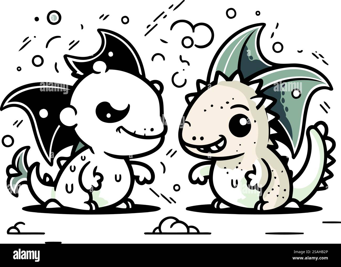 Cute cartoon dragon. Vector illustration isolated on a white background ...