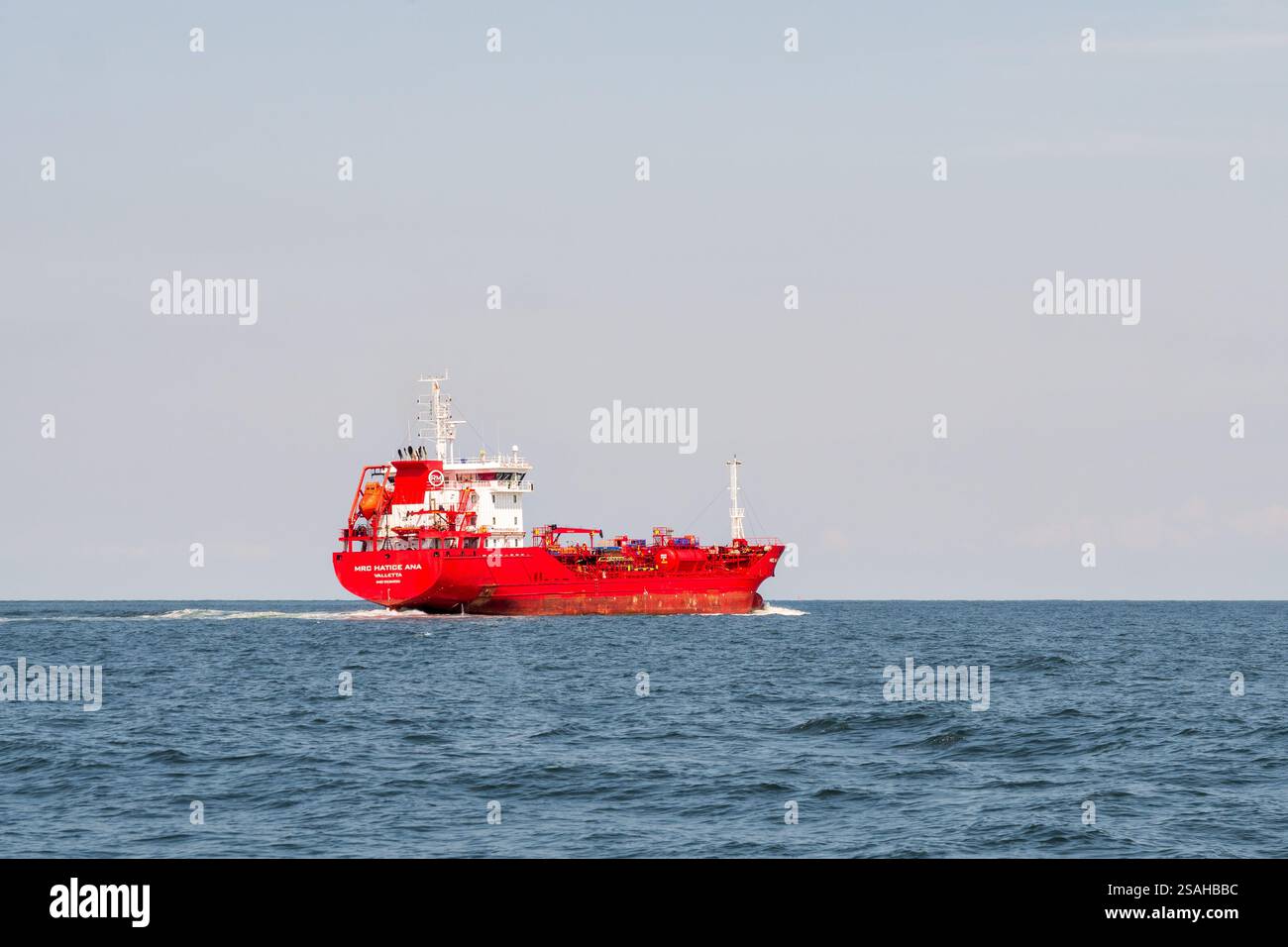 Chemical oil tanker on Elbe Approach TSS bound for Elbe river, German Bight, North Sea, Germany Stock Photo