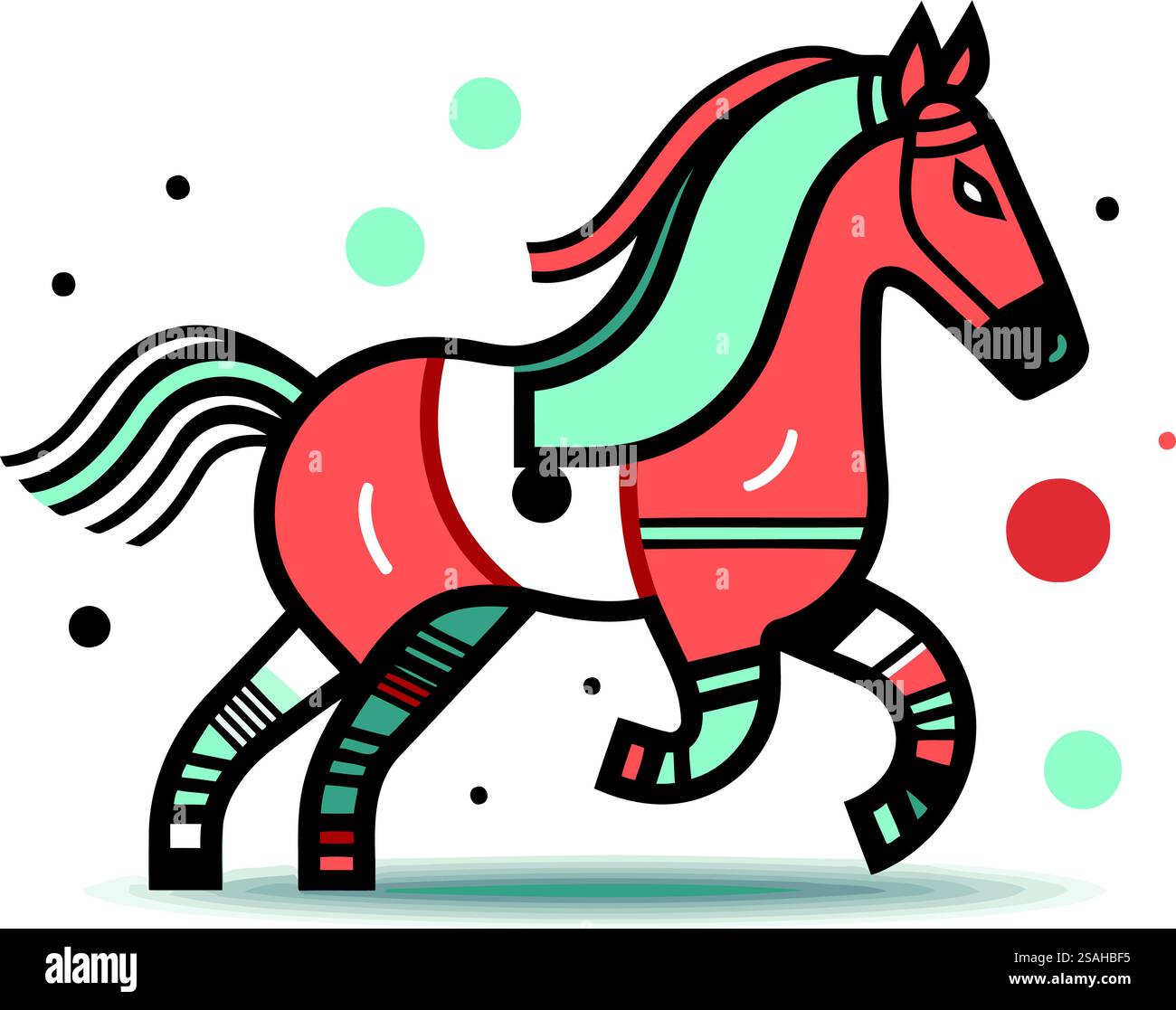 Running horse. Vector illustration in flat style. Isolated on white ...