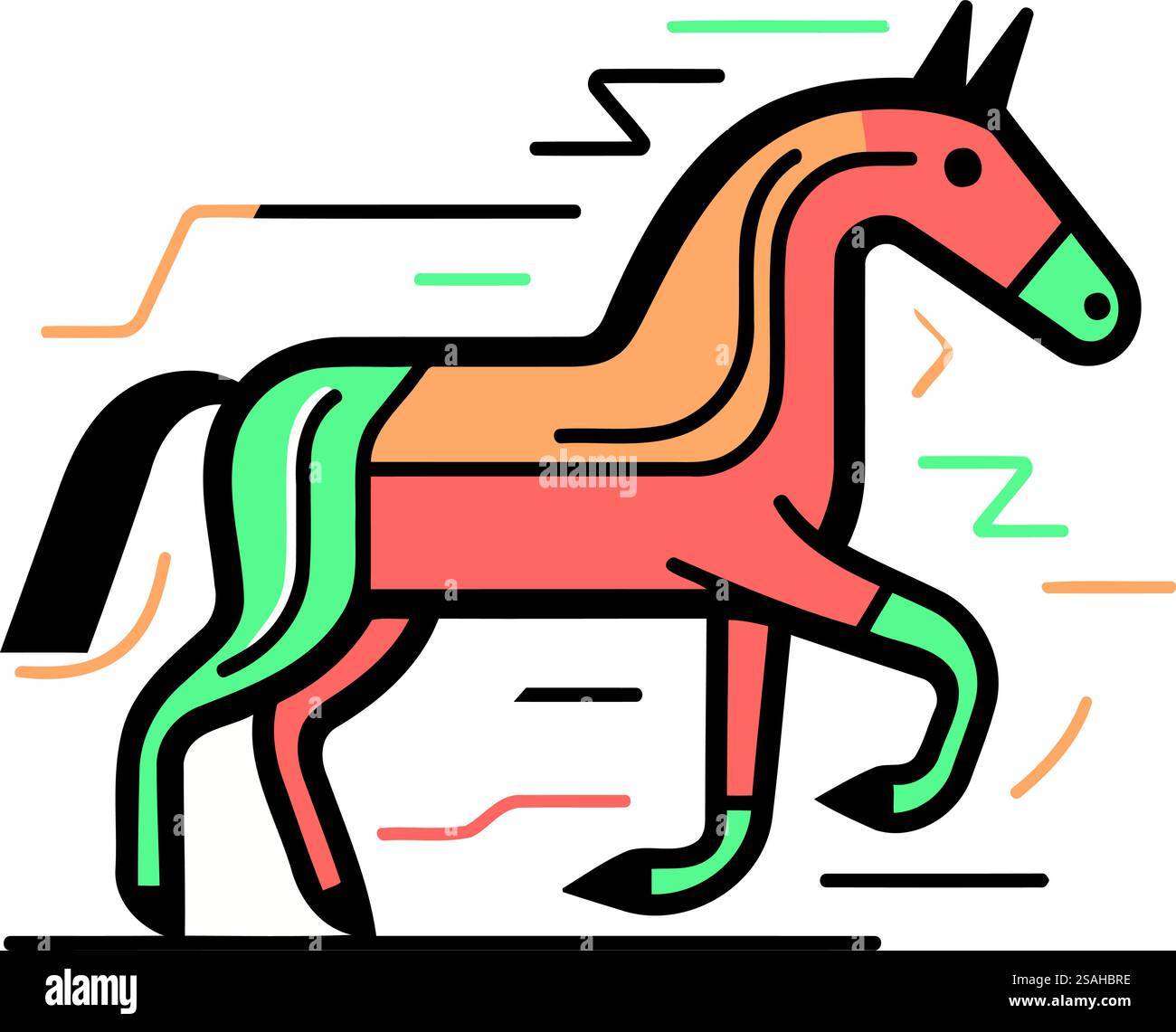 Horse icon in flat line style. Vector illustration on white background ...