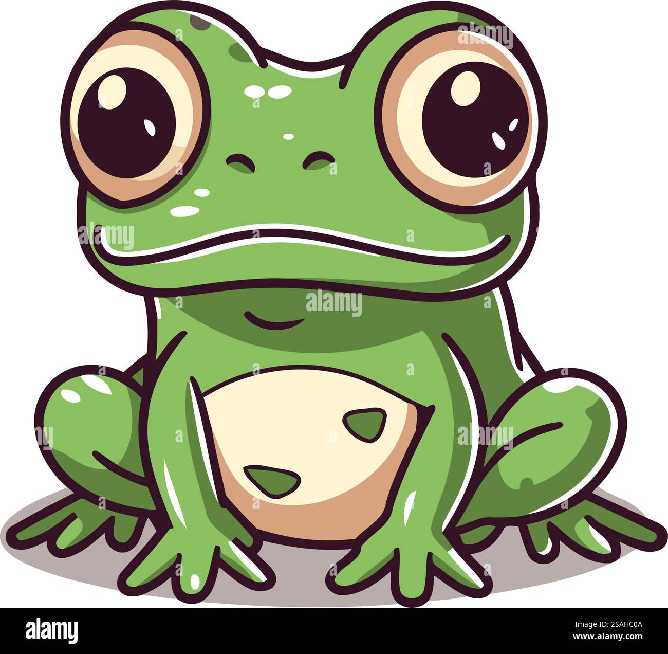 Cute cartoon frog isolated on a white background. Vector illustration ...