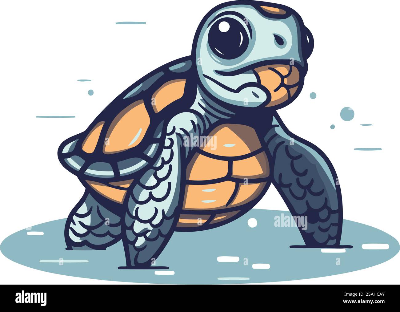 Cute cartoon turtle. Vector illustration isolated on a white background ...