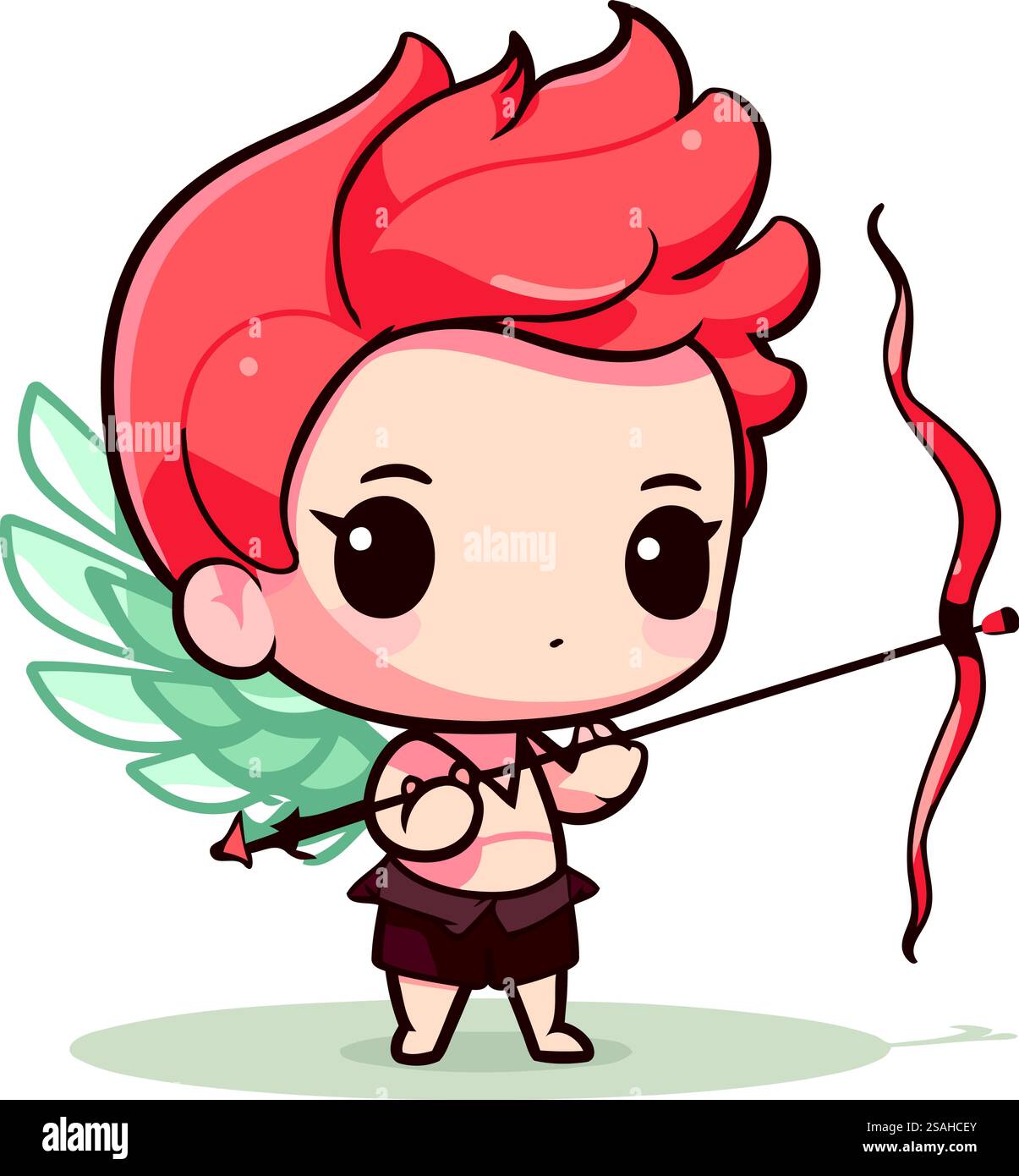 Cupid with bow and arrow. Cute cartoon vector illustration Stock Vector ...