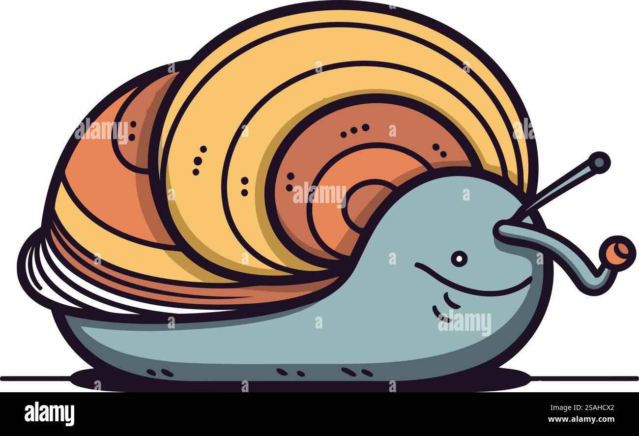 Cartoon snail. Vector illustration. Isolated on white background Stock ...