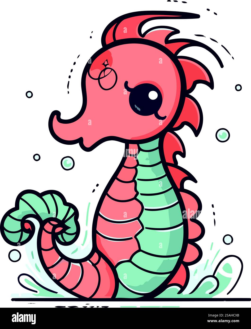Cute cartoon seahorse. Vector illustration of sea animal Stock Vector ...