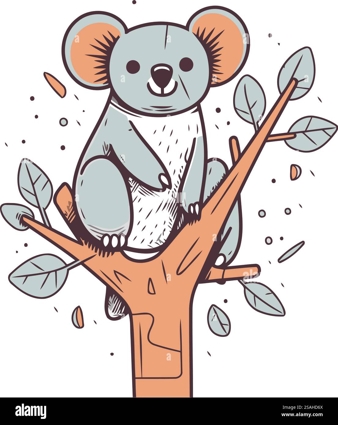 Cute koala sitting on a tree branch. Vector illustration Stock Vector ...