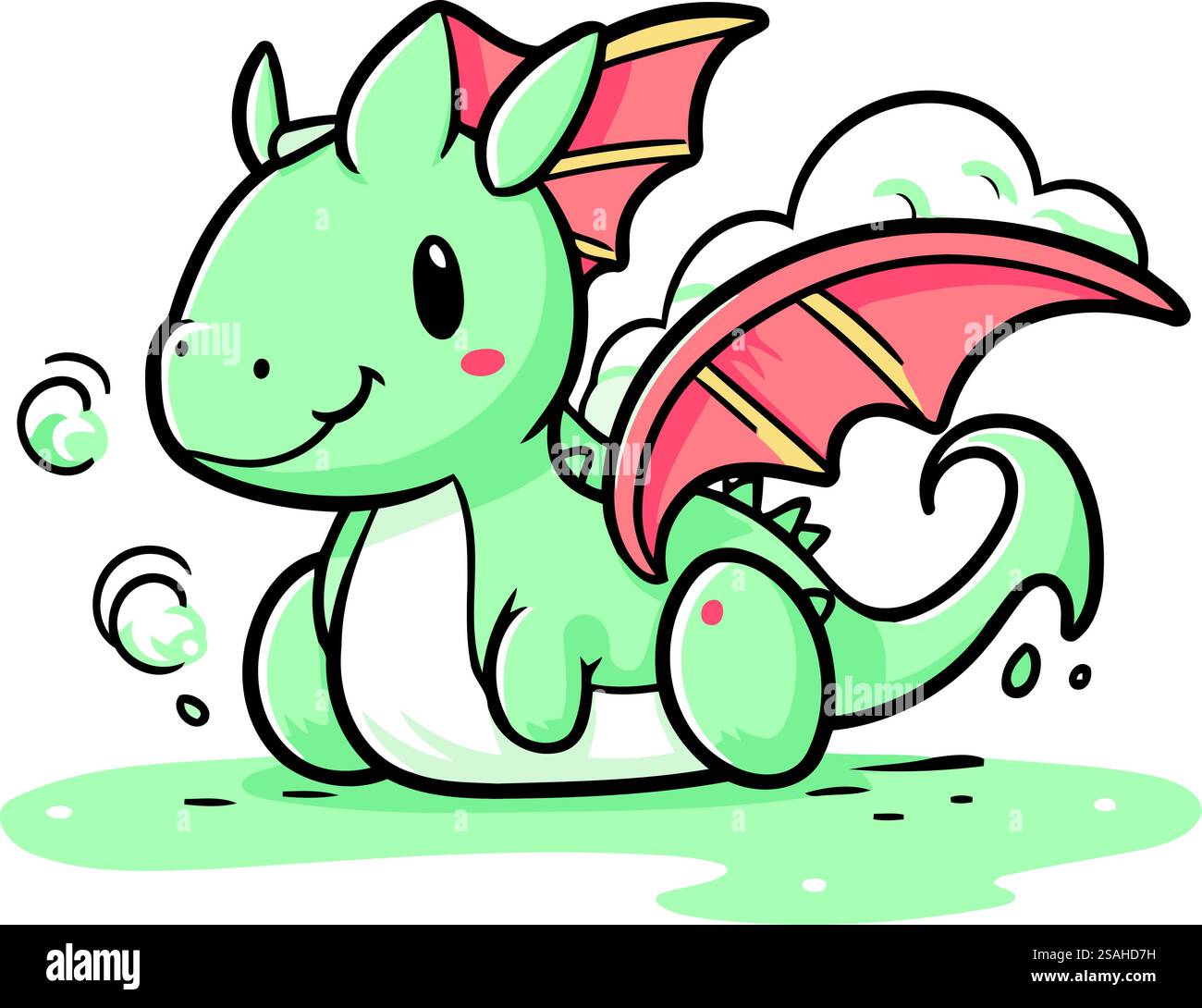 Cute cartoon dragon. Vector illustration isolated on a white background ...