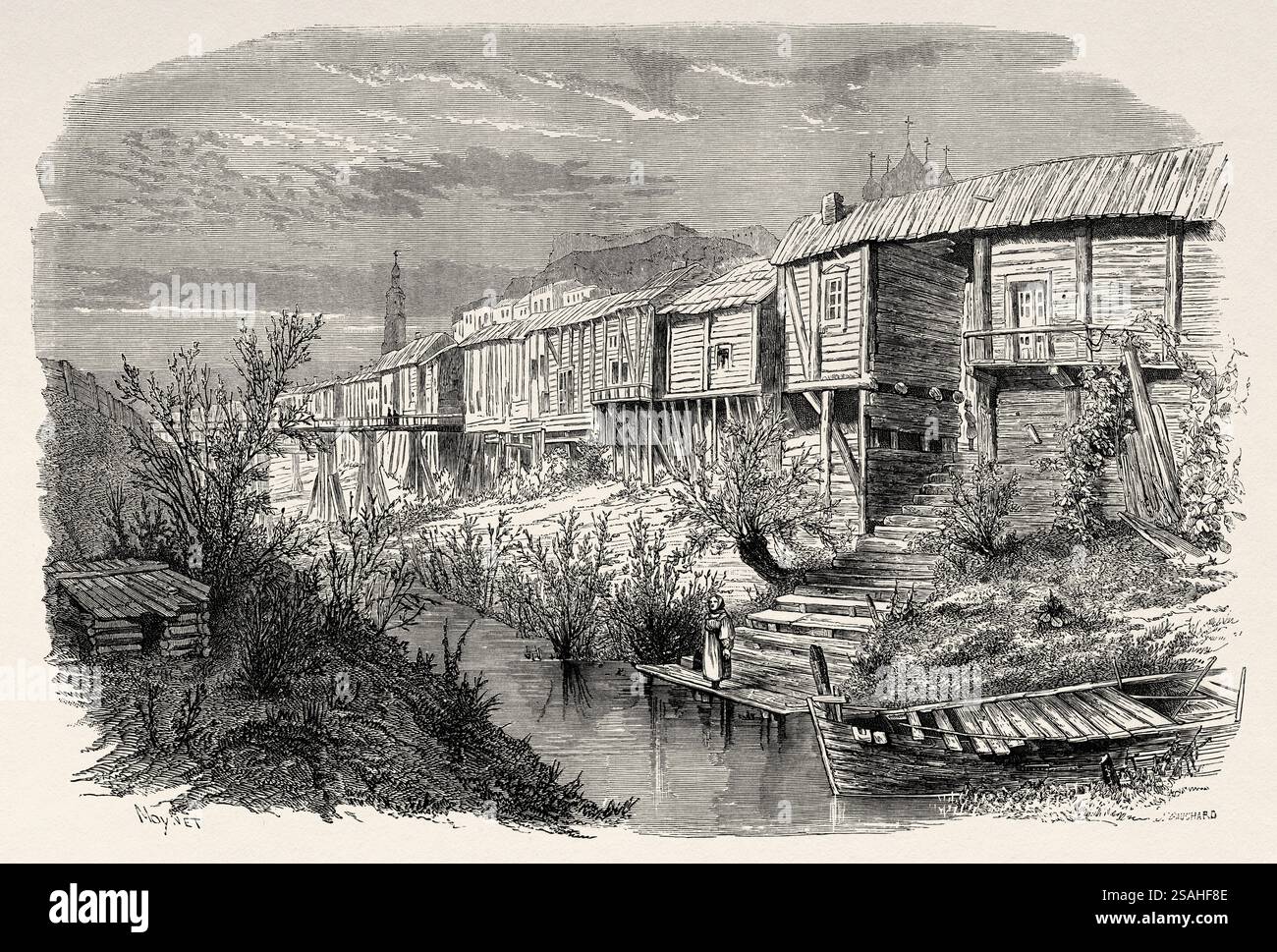 Moynet Moats of the ancient city of Kazan. Russia, drawing by Moynet, from The ...