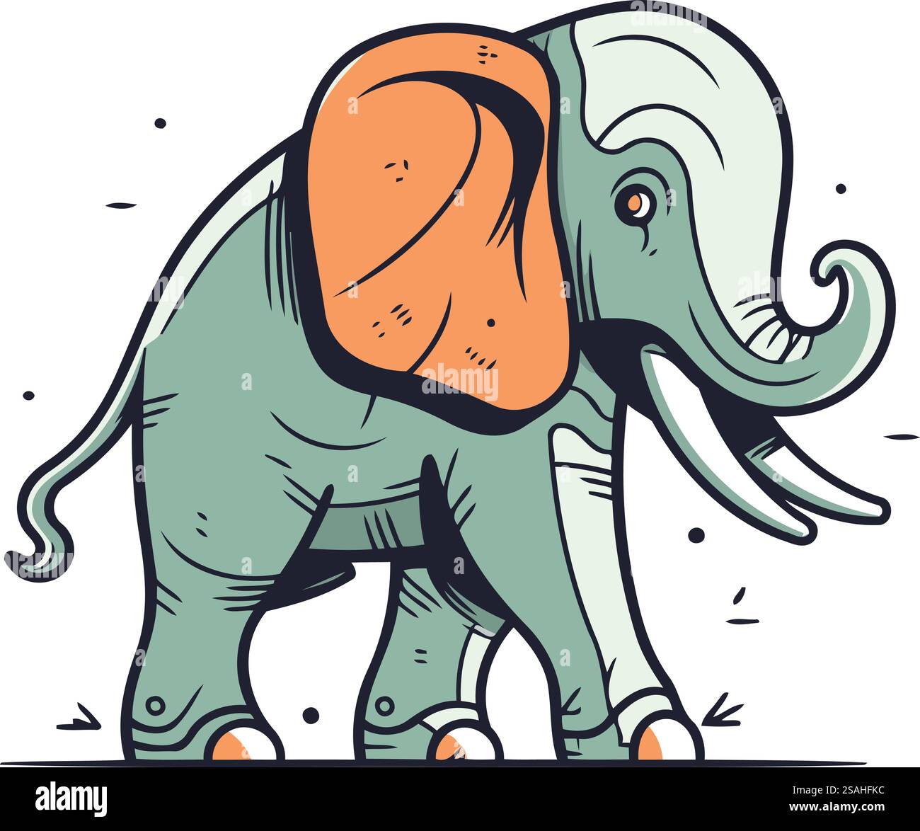 Cute hand drawn elephant. Vector illustration in doodle style Stock ...