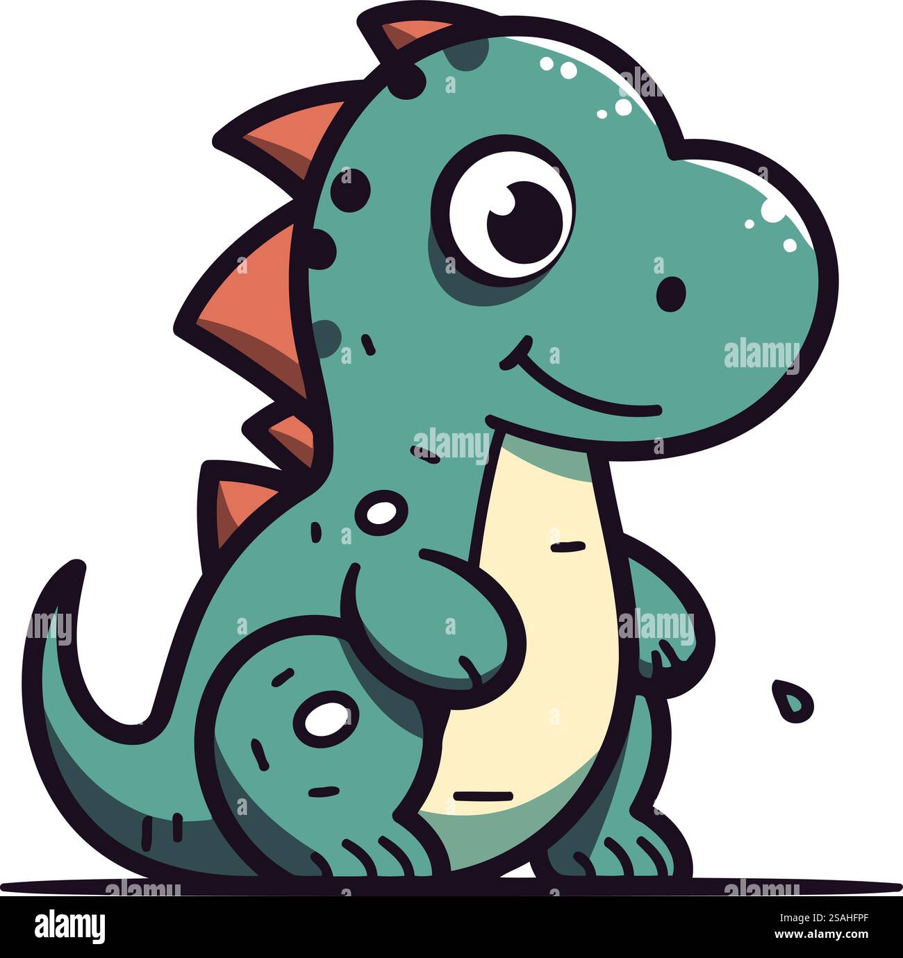 Cute cartoon dinosaur. Vector illustration isolated on a white ...