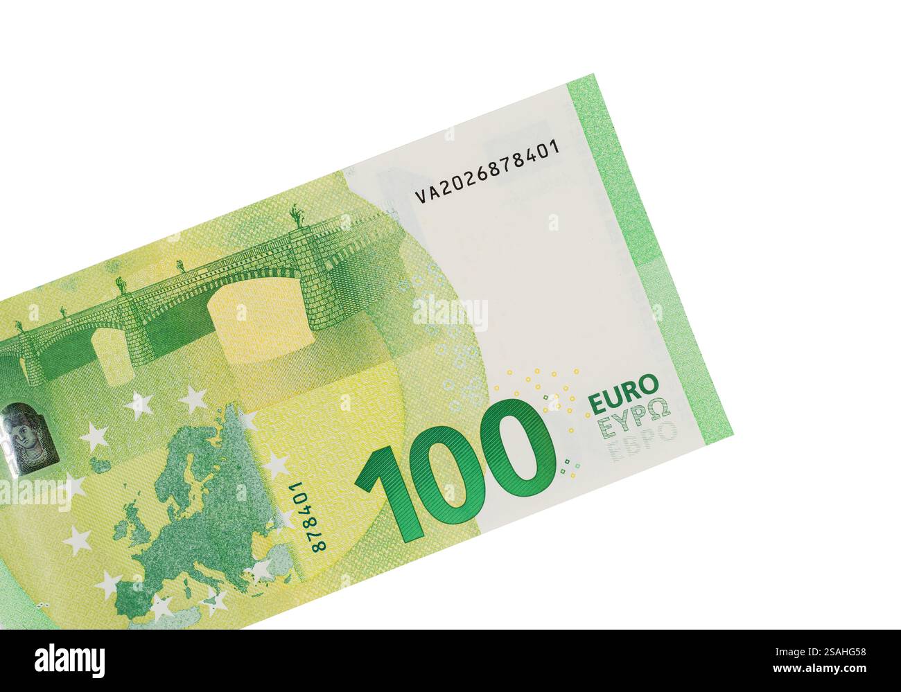 Isolated image of One hundred Euro bill in rear side Stock Photo - Alamy