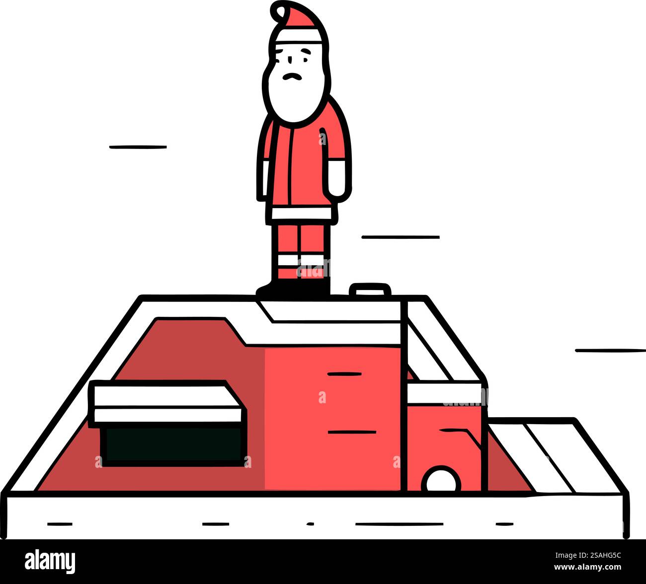Santa Claus standing on the top of the mountain. Vector illustration ...