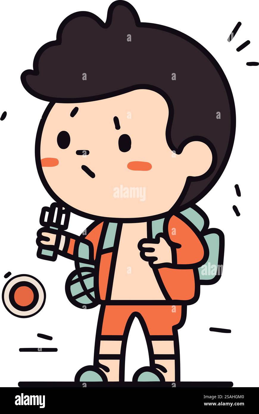 Cute boy with backpack. Vector illustration in flat cartoon style Stock ...